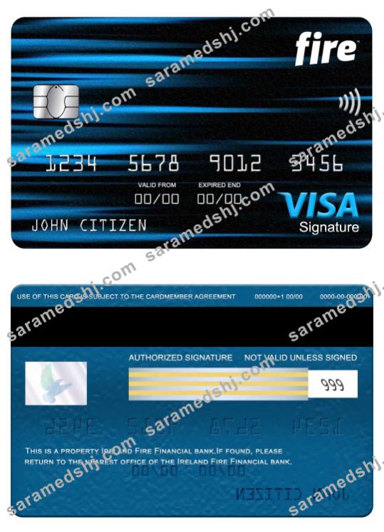 Ireland Fire Financial bank visa signature card